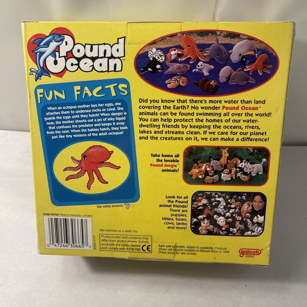 Pound Ocean Octopus Family Stuffed Toy Galoob 1999 New In Box Water Animals - Picture 10 of 16